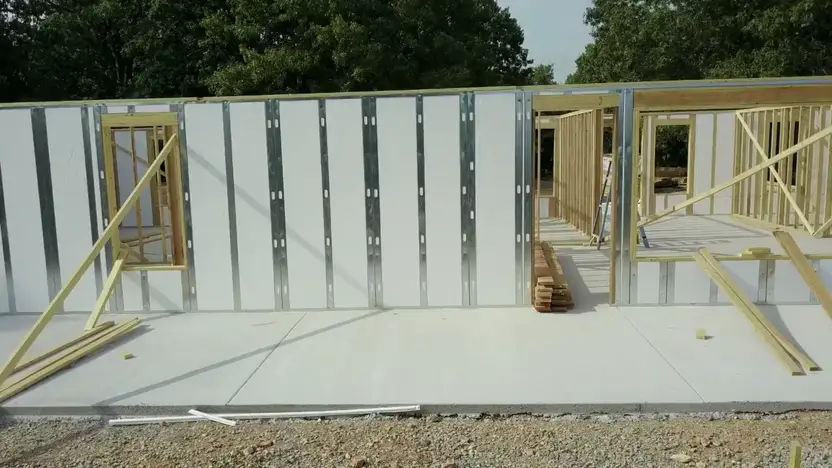 ThermaTech wall panels and wood framing on a home under construction